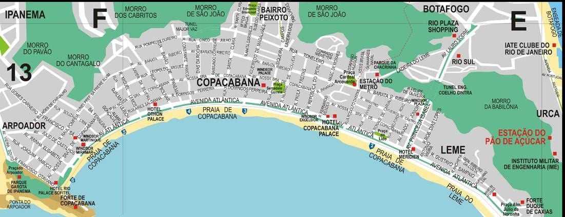 copacabana Rio de Janeiro kaart