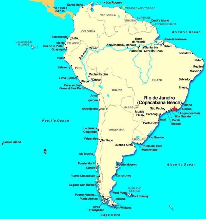 Rio de Janeiro kaart van suid-amerika