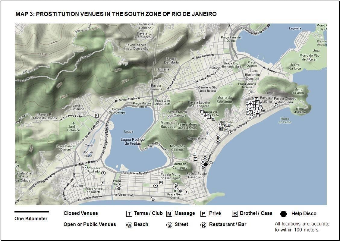 kaart van Rio de Janeiro rooi lig distrik