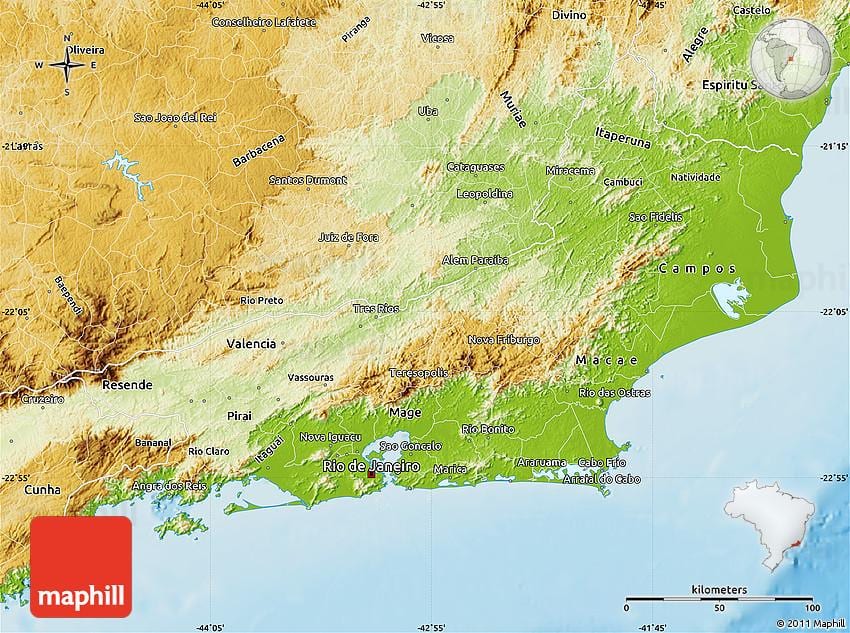 topografiese kaart van Rio 