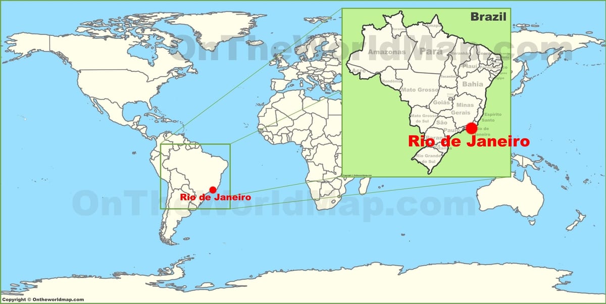 waar is Rio de Janeiro geleë op die wêreld kaart
