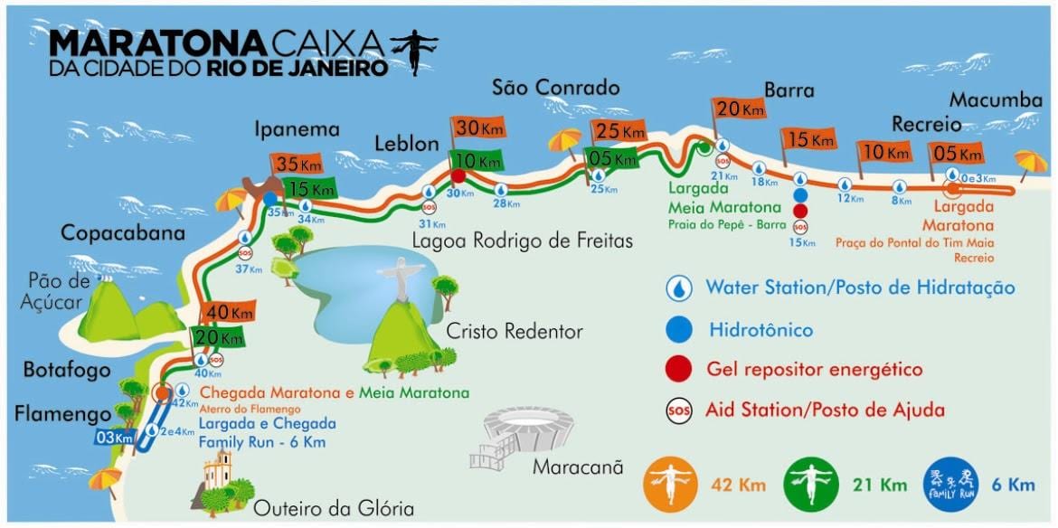 kaart van Rio marathon roete