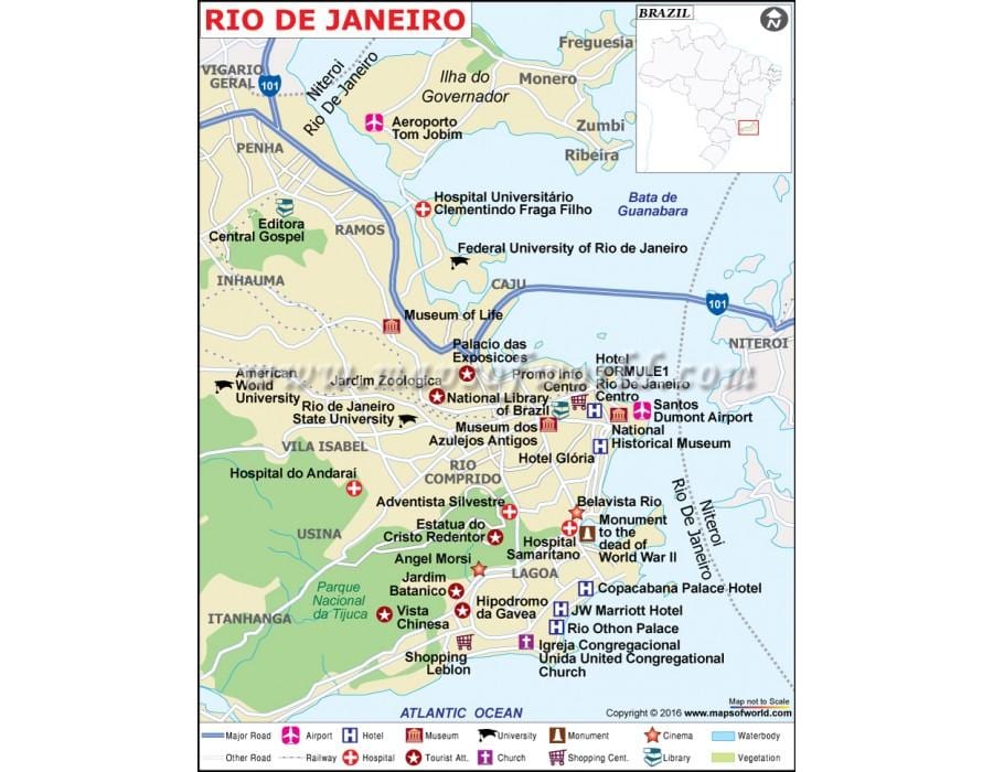 Rio de Janeiro winkel kaart