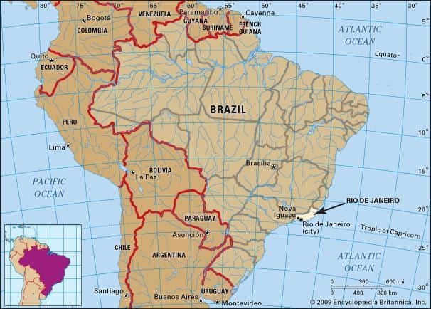 waar is Rio de Janeiro geleë op die kaart